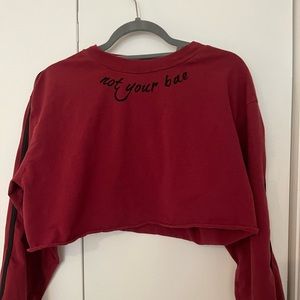 Size L Dark Red Long Sleeve Crop Top from Papaya